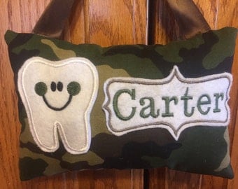Camo personalized tooth fairy pillow