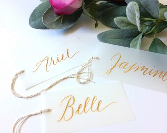 Bridesmaid Gift Tags - Personalized Calligraphy Gift Tags - Vellum Gift Tags - Calligraphy Wedding Gift Tags - Calligraphy Dress Hanger Tags