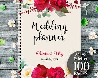 Boho wedding binder, Printable wedding planner, Burgundy floral wedding binder, DIY wedding binder, Wedding checklist, Wedding to do list
