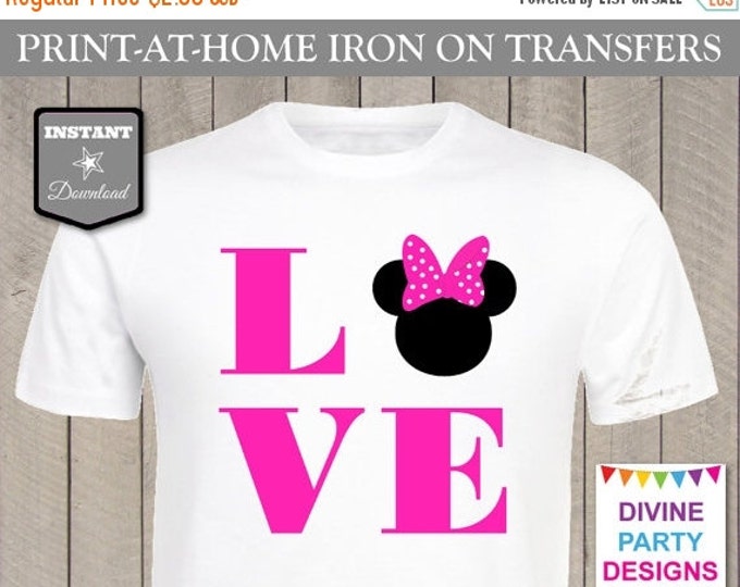 SALE INSTANT DOWNLOAD Print at Home Hot Pink Mouse Love Printable Iron On Transfer / T-shirt / Family Trip / Disney / Item #2377
