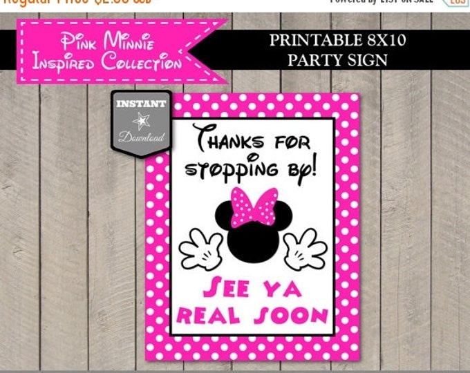 SALE INSTANT DOWNLOAD Hot Pink Mouse 8x10 Thanks for Stopping By Printable Party Sign / Hot Pink Mouse Collection / Item #1708