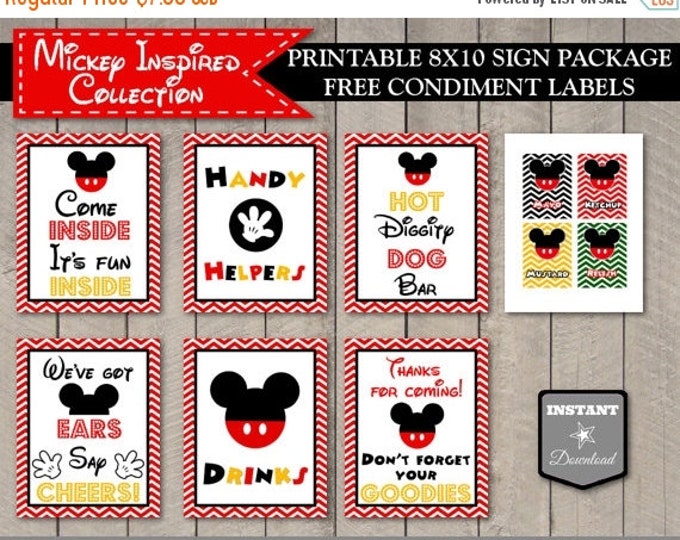 SALE INSTANT DOWNLOAD Mouse Classic Chevron Birthday Party 8x10 Sign Package / Printable Diy / Mouse Classic Collection / Item #1503