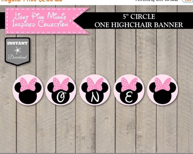 SALE INSTANT DOWNLOAD Light Pink Mouse Printable 5" One Highchair Banner / 1st First One 1 Birthday / Light Pink Mouse Collection / Item #18