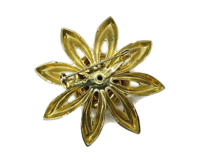 Vintage Coro Gold Tone Spiky Flower Brooch Pin