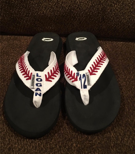 Baseball Flip Flops Baseball baseball sandals personalized