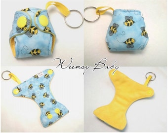 Cloth Diaper keychain Bees print 2" Basic Diaper key chain diaper key fob