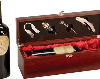 Groomsmen Gift-Wedding Gift-Rosewood Finish-Tools Included-Rosewood Finish Single Wine Box with Tools