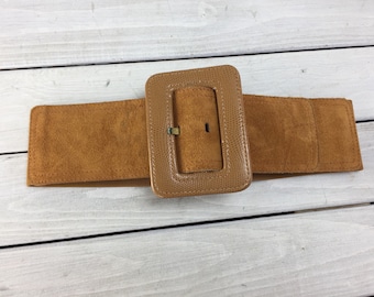 Vintage Wide Suede Leather Stretch Belt Pilgrim The Limited Small 80s Fashion