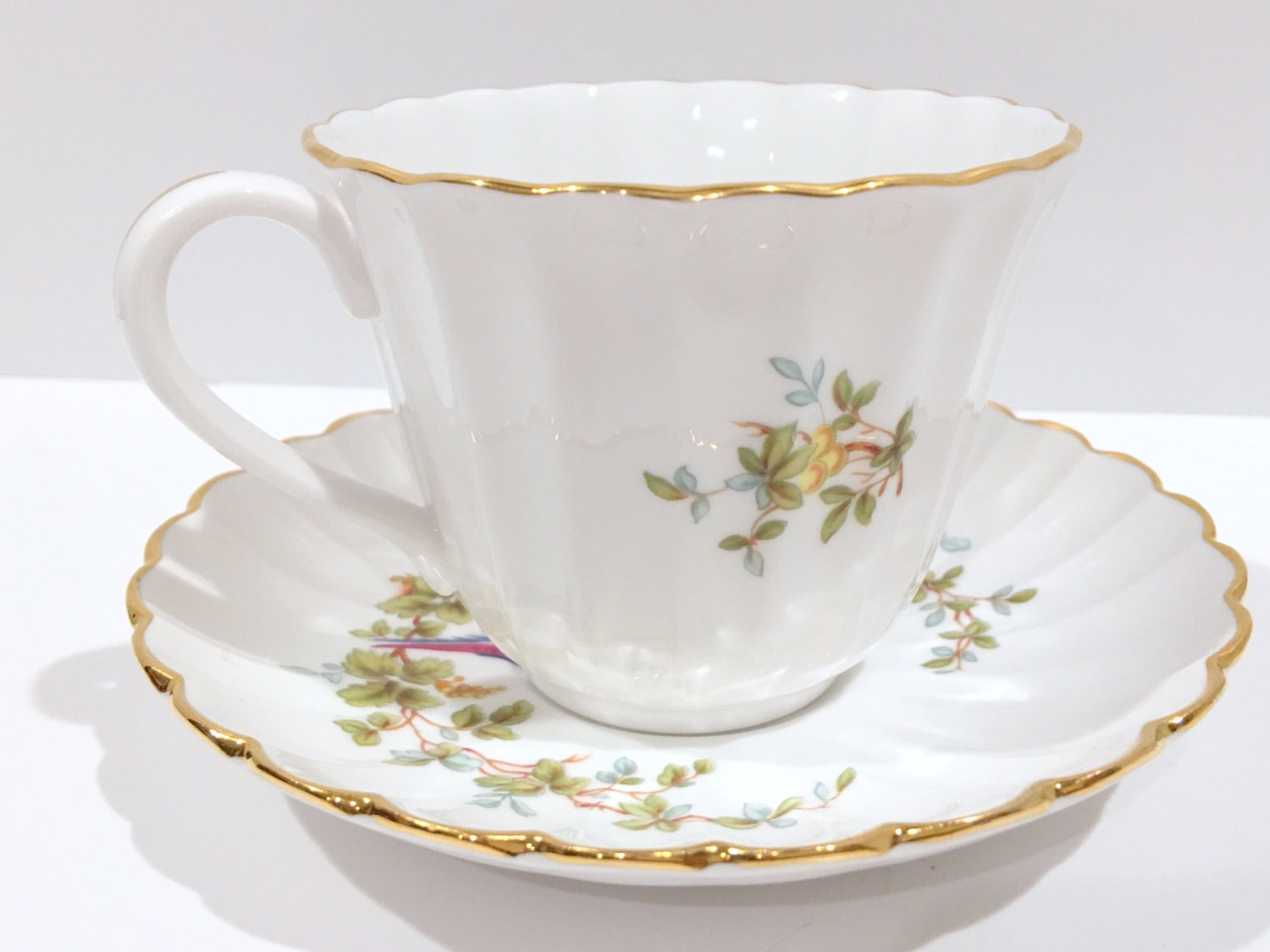 Pheasant Spode Tea Cup and Saucer, English Bone China Cups, Hand