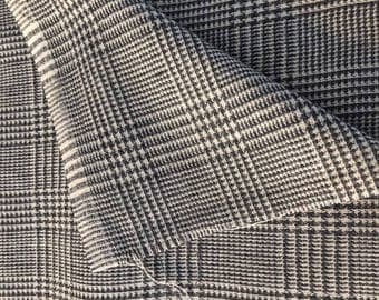 2 yds HOUNDSTOOTH WOOL PLAID fabric