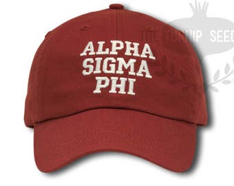 Alpha Sigma Phi Fraternity Baseball Cap - Custom Color Hat and Embroidery.