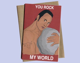 You Rock My World Funny Card (Anniversary Card, Love Card, Mother's Day Card, Dwayne Johnson, The Rock)