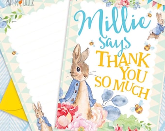 Personalised PETER RABBIT Thank You Cards Birthday Gift
