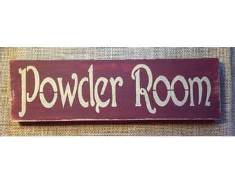 Maroon powder room sign bathroom sign
