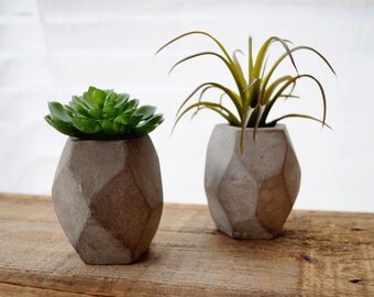 ONE Mini Geometric Concrete Planter Cement Planter Succulent Planter Stone Planter Minimalist Mini Planter Concrete Vase Oblong