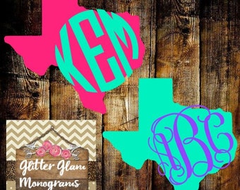 Texas State Decal With Monogram-Home State Decal-Monogram Texas Decal-Texas Yeti Decal-Personalized Texas Sate Sticker-Texas Pride