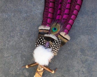 smudge fan - eventail plumes et coquillage