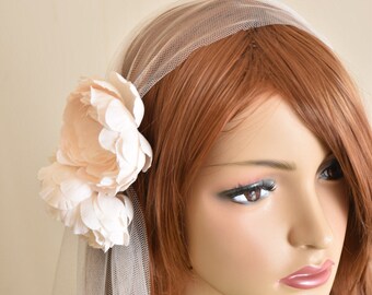 Juliet cap veil, flower juliet veil, bridal veil, floral veil, flower veil, Ivory veil, vintage veil, wedding veil, ivory wedding veil