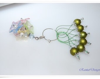 Maschenmarkierer Strickhelfer Stitch markers wire loop Flowerballs Crystals Strickzubehör Marker Points of knit