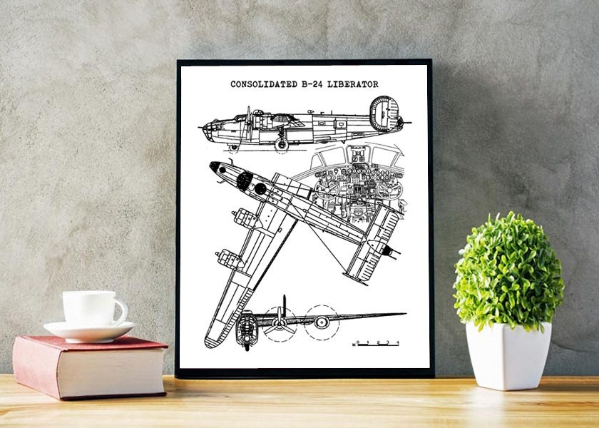 B-24 Liberator Blueprint Aircraft Art Consolidated B-24