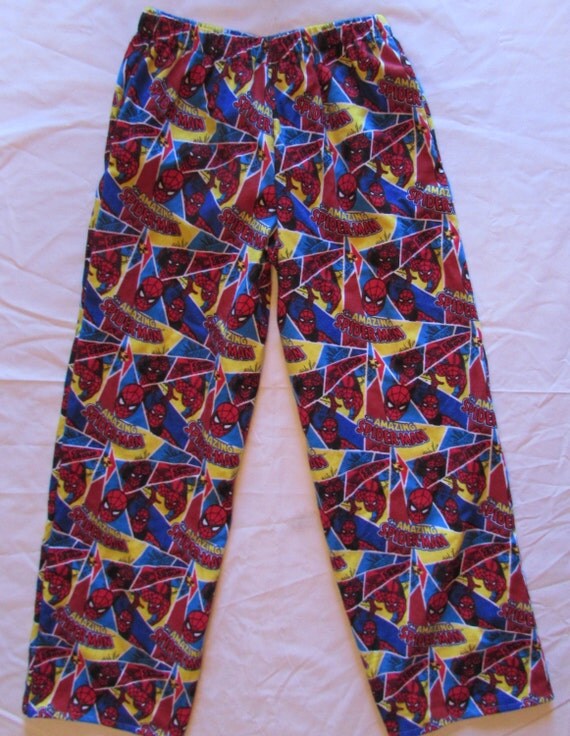 Spiderman pajamas/pockets/spiderman bottoms/ flannel spiderman pajama bottoms / Kids, women, and men / warm/ comfortable/ size 1T to xxl men