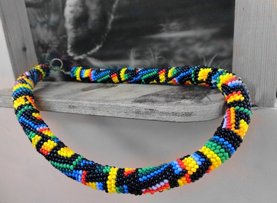 Bead necklace Fat Rainbow Czech beads original gift unique PDF PATTERN beauty summer