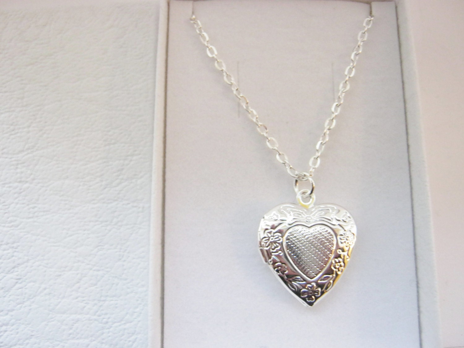 Girls Heart Locket Necklace on Silver Plated Chain Girls