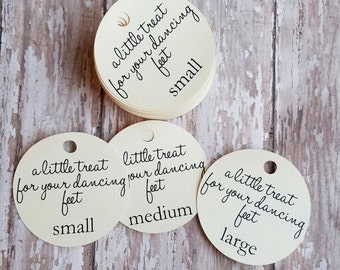 A little treat for your dancing feet tag, flip flop tag, shoe tag, wedding favor, wedding tag, custom tag, flip flop size tag (119)