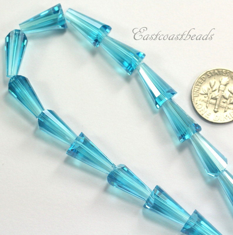 Cone, Crystal Beads, Sparkly, Bright & Faceted, Lovely Turquoise Crystal Beads,1 Strand 20