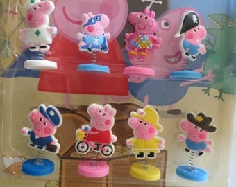 Peppa Pig Birthday Cake Toppers 1/4"X 1-1/2" ( 8- pc Set )