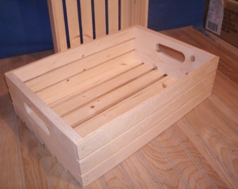18" wood crate, wooden crate,wood storage crate, slatted wood crate