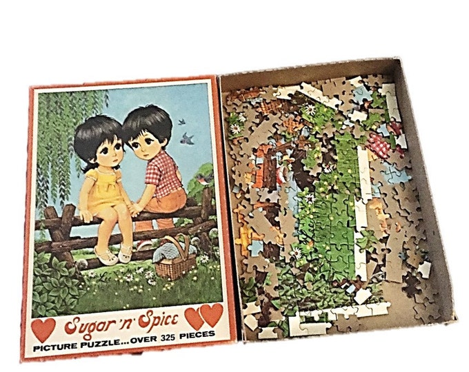 Big Eye Sad Eye Kids Sugar 'n' Spice Picture Jigsaw Puzzle by Lee 325 Pieces Complete 1960s Warren Paper Products,