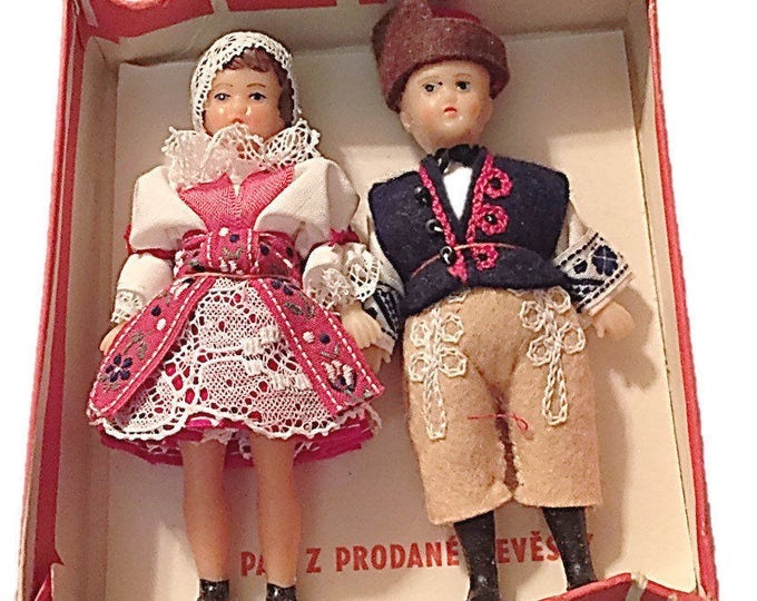 Beautiful Vintage Czechoslovakia Tatra Tatry Dolls Boxed 1977, Poland International Highlander Tatra Mountains Souvenir,