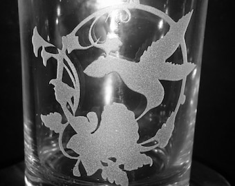 Hummingbird Etched Votive Candle Holder
