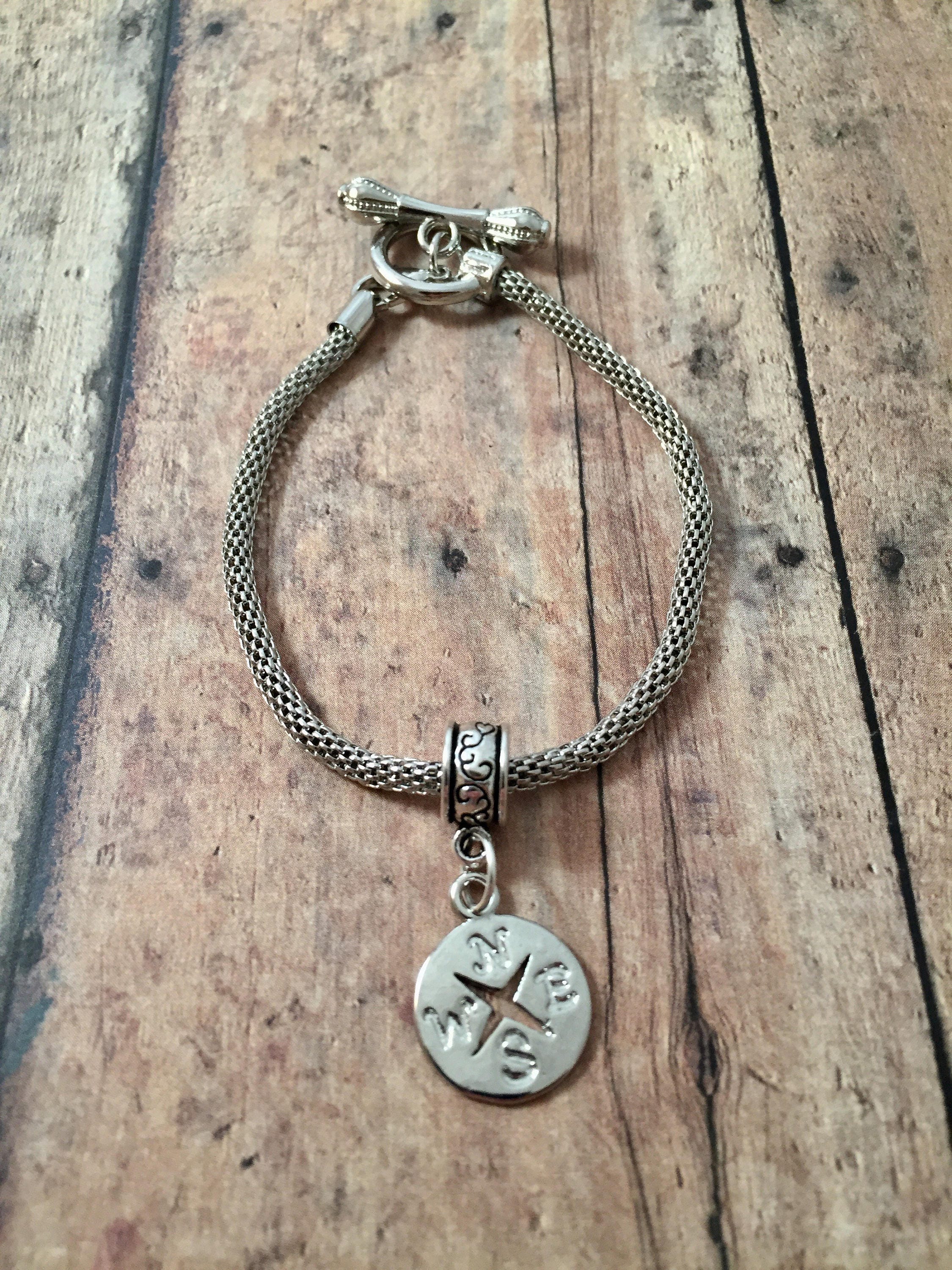 Compass charm bracelet compass jewelry travel jewelry