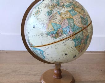 World GLOBE, Vintage Replogle 1970's 12-inch Diameter World Classic series, Mid-Century Desk Globe