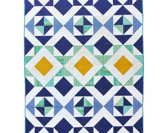 Nordic Triangles Quilt Pattern PDF Download - Original Homemade Modern Quilting Designs for Baby and Throw Sizes Easying Beginner Sewing