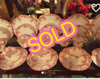 SOLD ! Shelley Dainty Pink tea set for Ten. 32 pieces.