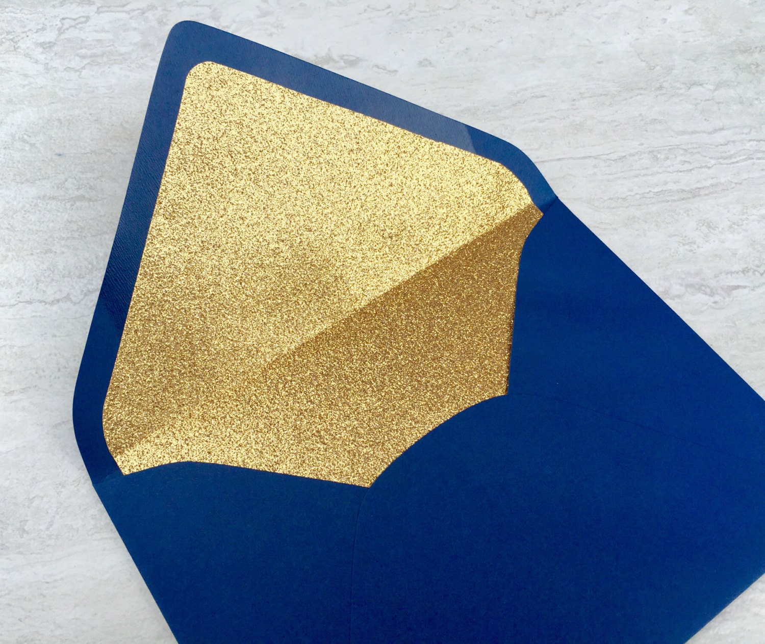 Navy Blue A7 5x7 Gold or Silver Glitter Lined Envelopes