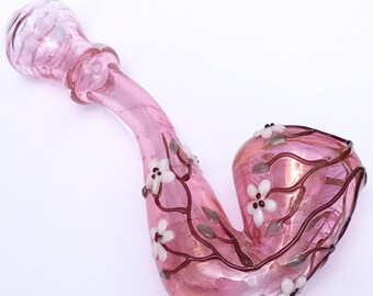 Glass Tobacco Pipe 24kt Flower Sherlock