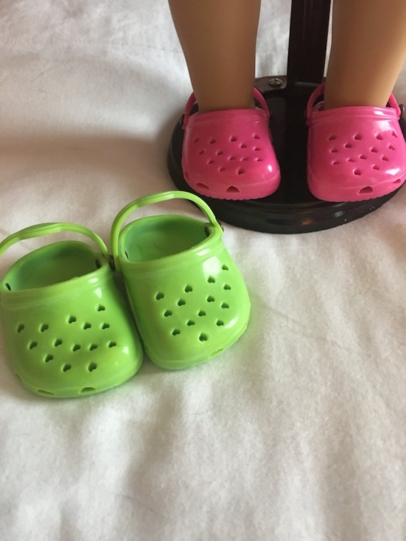 Doll shoes crocs fits 18 or American Girl Pink Lime