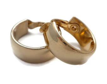 Thick Gold Hoop Clip On Earrings - 1 inch, Hoop Earrings, Hoop Clip Earrings, Thick Hoop Earrings, Gold Hoop Earrings, Wide Hoop Earrings