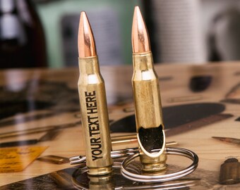 Groomsman Gift. Personalized Bullet Bottle Opener Keychain made from a Real .308 Bullet. Best Man Gift.