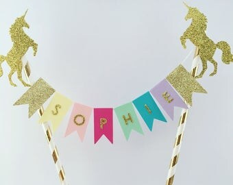 Custom Unicorn Cake Topper Unicorn Cake Bunting Rainbow Cake Topper Personalised Cake Topper Unicorn Party Unicorn Obsessed
