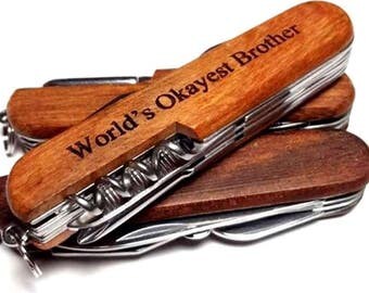 Personalized Brother Gift Engraved Pocket Knife World's Okayest Brother Personalized Present Birthday Christmas Graduation Groomsmen