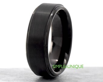 8mm Mens Black Ring,Mens Wedding Band,Wedding Band,Tungsten Wedding Band,Mens Promise Ring,Men's Ring,Mens Wedding Ring,Mens Engagement Ring