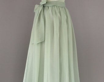 Sage green chiffon skirt, any length and color Bridesmaid skirt, floor length, tea length, knee length empire waist green chiffon skirt