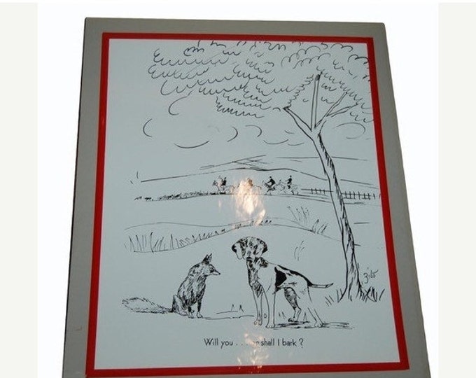 Storewide 25% Off SALE Vincenzo Zito Signed Pen & Ink Lithograph Titled 'Benignity' Featuring Caricature Style Dog Setting 'Will You... Or S