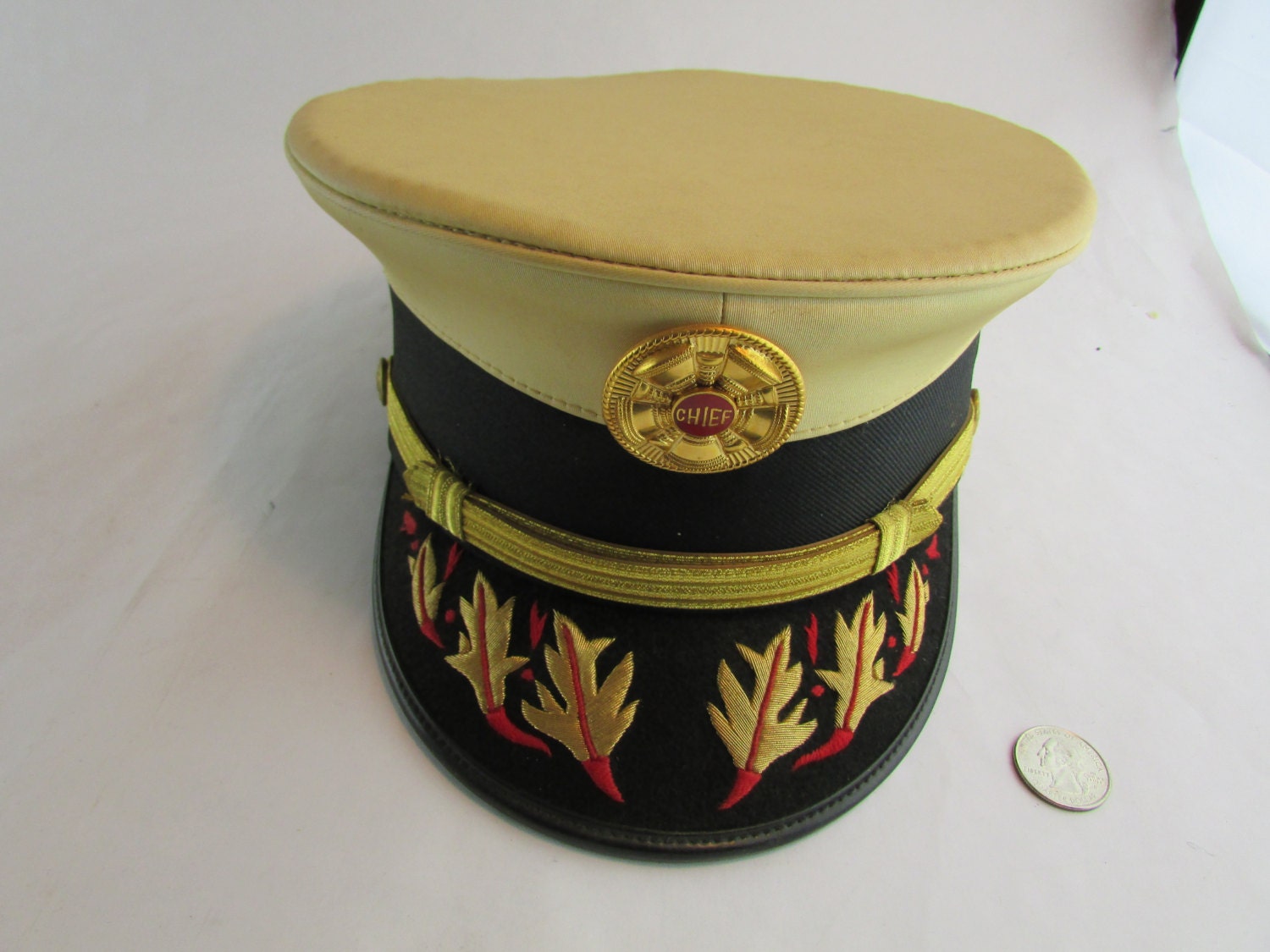 Vintage Fire Chief Dress Hat With Visor Fire by Cosmokra on Etsy