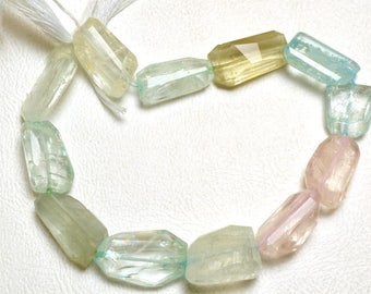 Full Stand 9 inch Natural Gemstone Super Quality Multicolor Aquamarine Faceted Nuggets Beads 15 TO 19 MM Size